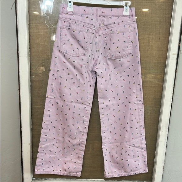 Old Navy Pink High Rise Baggy Wide Leg Pink Floral Pattern Jeans - Picture 5 of 5